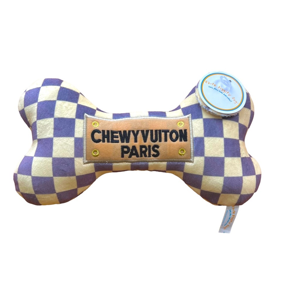 Dog Diggin Designs Toy w/Squeaker - Chewy Vuiton Cream/Grey Size LARGE! New